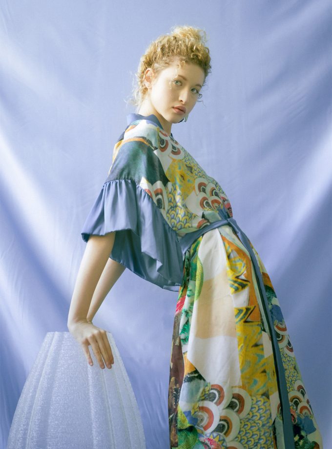 Anarela 100% silk kimono blue