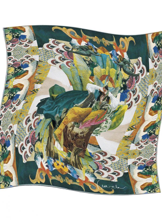 100% Luxury Silk Scarf Anarela Colibrí