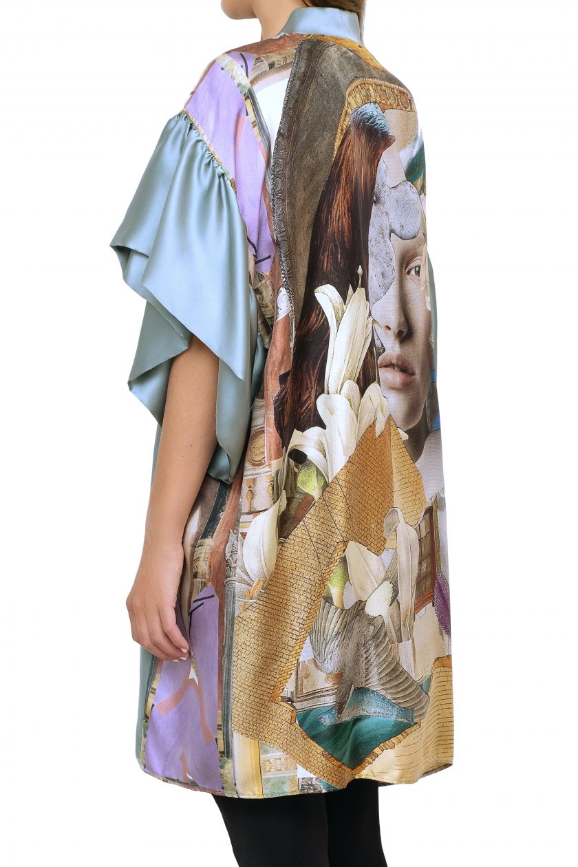 100% silk kimono violeta one side