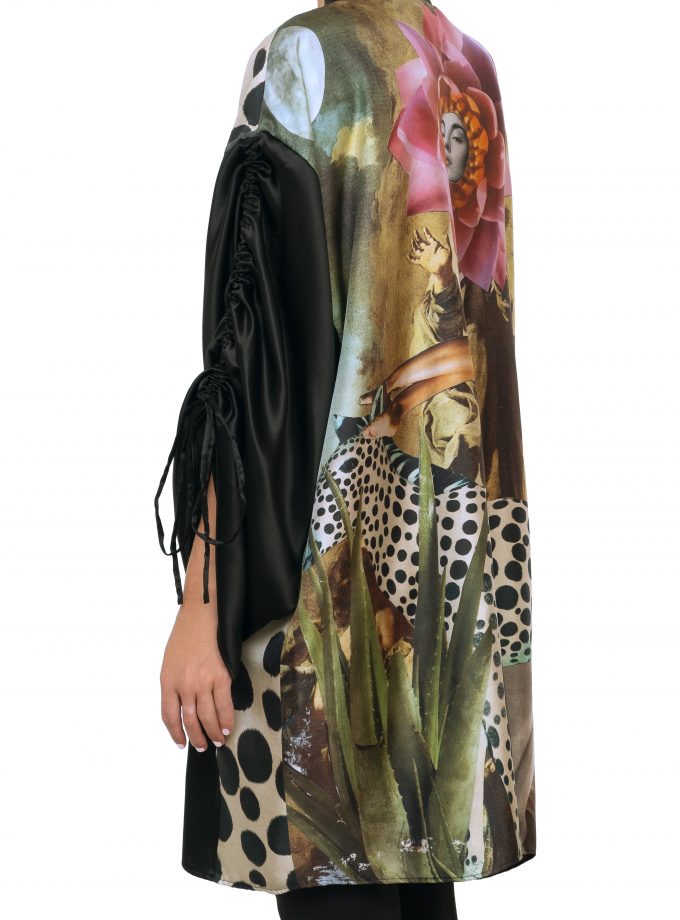 Silk kimono anarela black one side