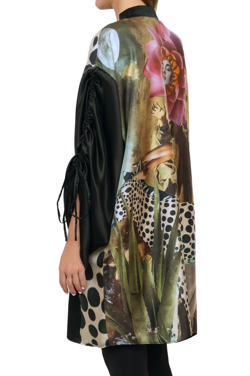 Silk kimono anarela black one side