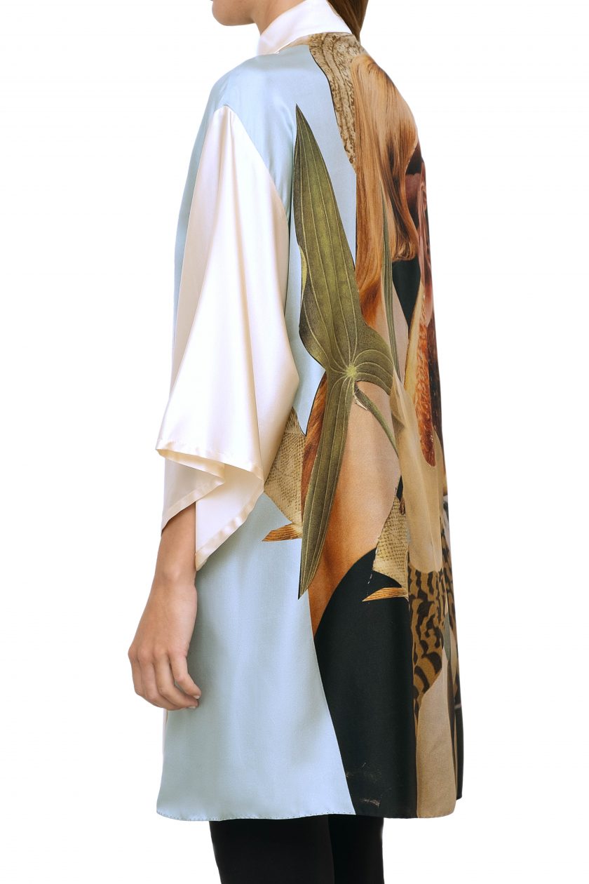 Exclusive silk kimono metamorfosis one side